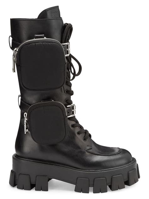 prada black chunky combat boots.